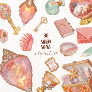 Coral Sirene Clipart Bundle himmlisch Wicca Sticker Set Magica Goodnote Stickers transparent png journaling scrapbooking okkulte Grafik