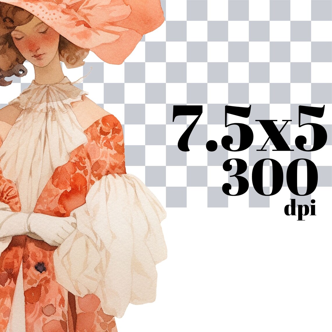Burnt Orange Royal Ladies Clipart Bundle, Regency,rococo, Victorian Png ...