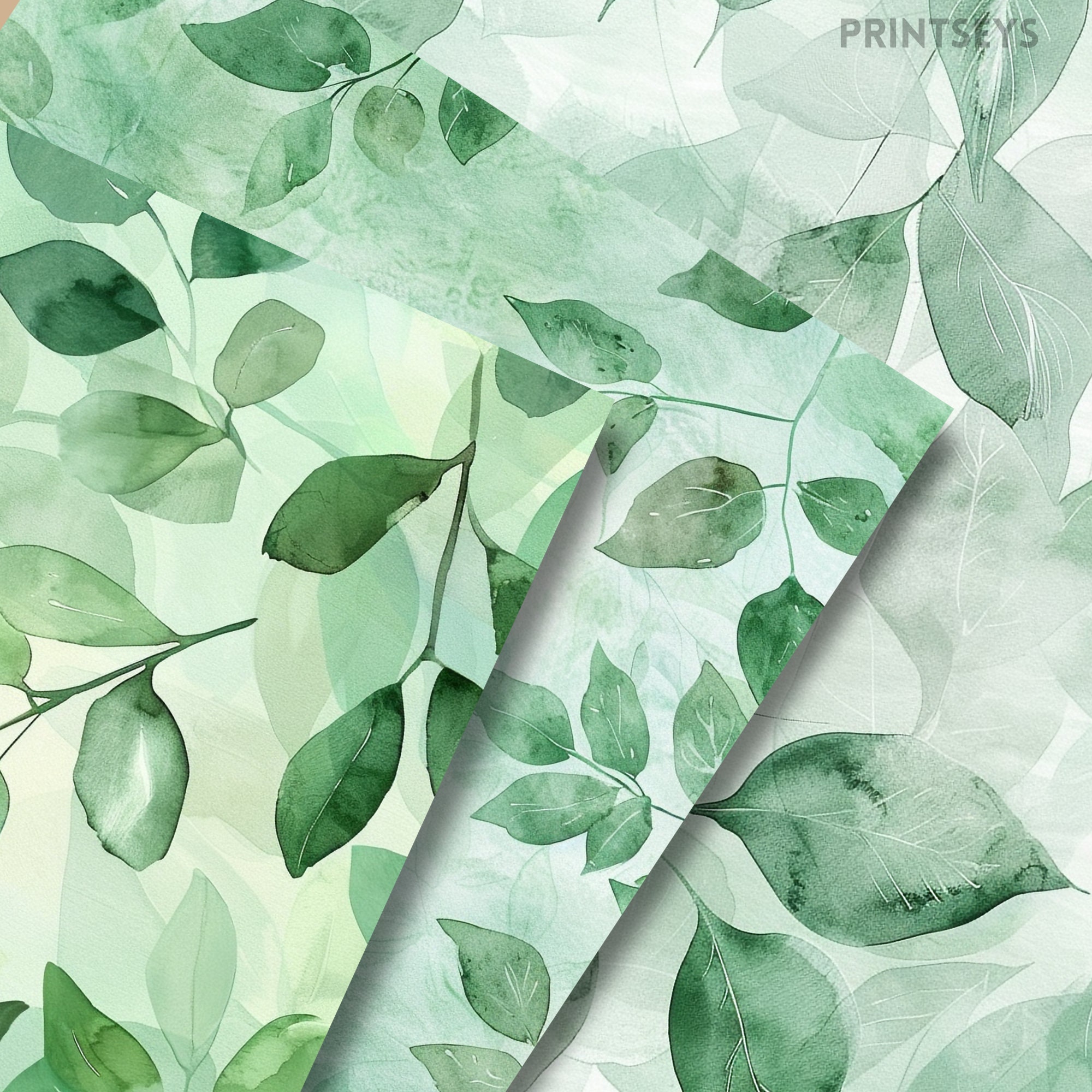 Mint Leaf Watercolor Digital Paper Background, Nature Background ...