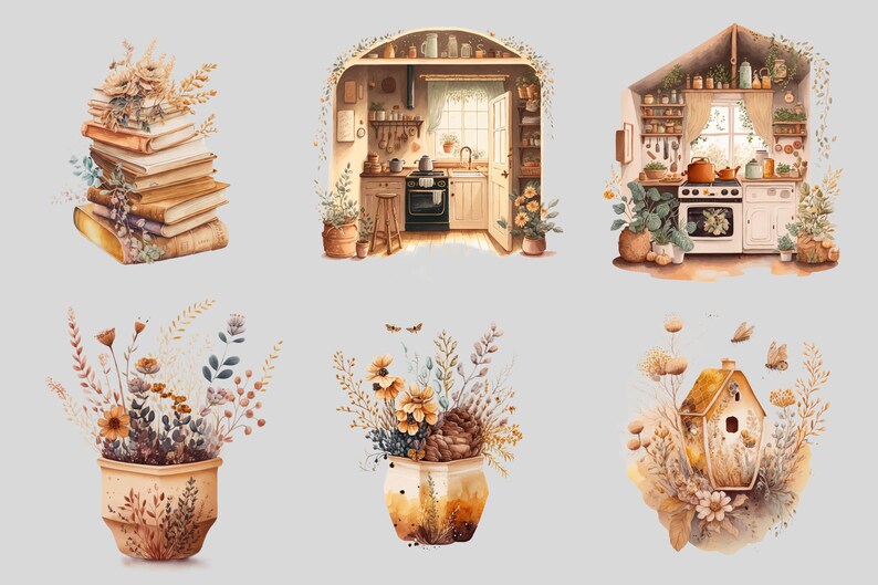 Watercolour Honeycomb Cottagecore Clipart Bundle , Cottage Living, Farm ...