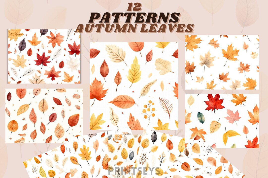 Color A Pattern Fall Watercolour Autumn Leaves Pattern Bundle, Fall Leaf, Autumn Patterns ...