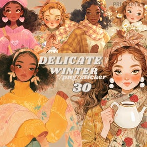 Strawberry & Honey vrouwelijke winter digitale stickers, esthetische journaling, donkere vrouwelijke png, schattige grillige sticker, transparant, plakboek
