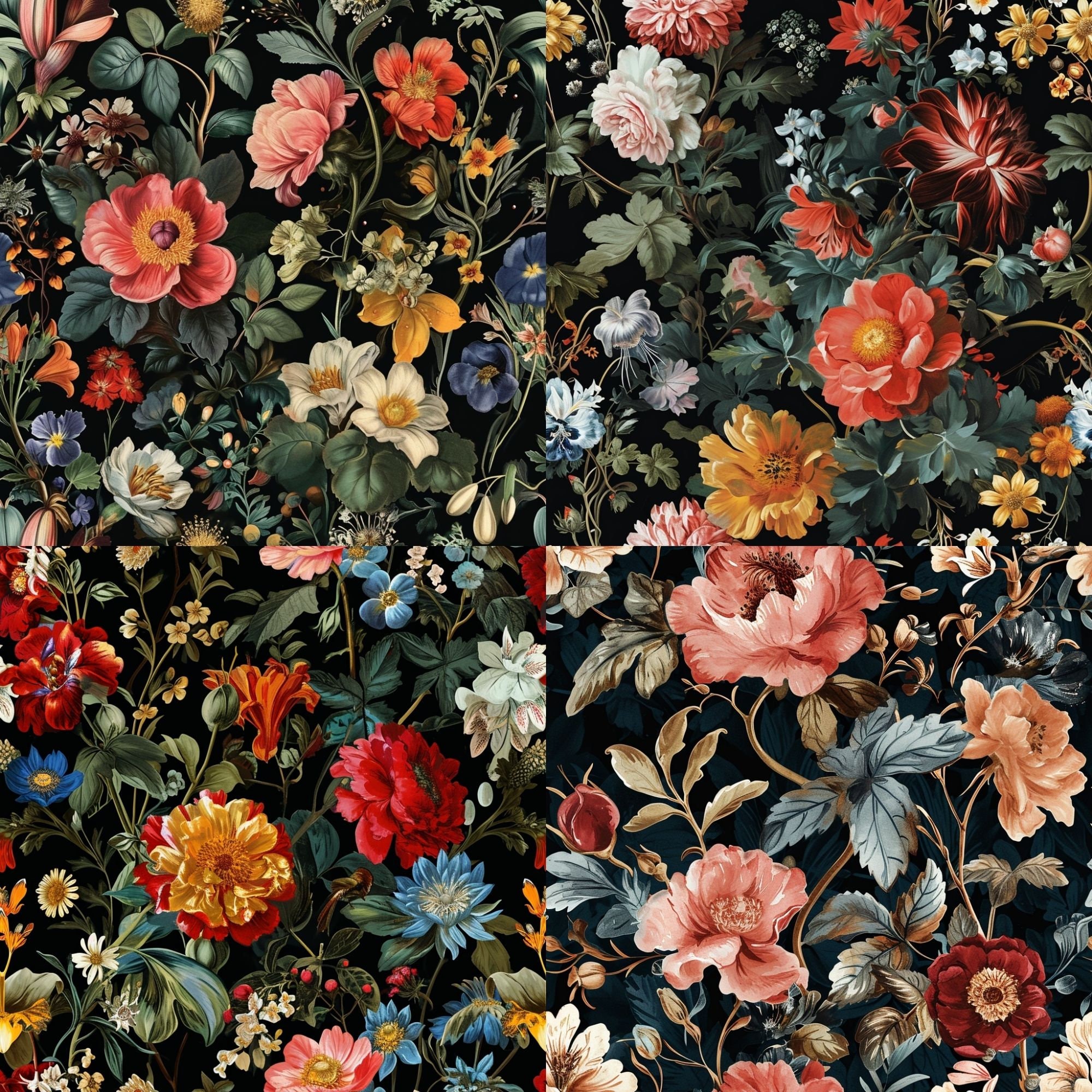 Classic Flemish Floral Seamless Digital Paper, Seamless Floral Pattern ...