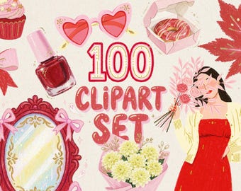 100 Instagram Influencer Fall Clipart & Goodnotes Stickers, Faceless Girl PNG, Witchy Halloween Autumn Bundle