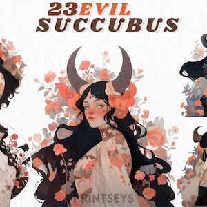 Paquete de imágenes prediseñadas Mystical Evil Succubus, imágenes prediseñadas de demonio, descarga instantánea, transparente, imágenes prediseñadas de Halloween, png aterrador, imágenes prediseñadas de Lilitha