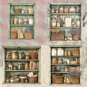Watercolour Cozy Kitchen Cabinet Clipart Bundle, Fall Clipart, Winter ...