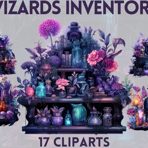 Dark Wizards Inventory Clipart BUNDLE, witch clipart , magic clip art, mystical clipart, witchcraft png clipart, pagan clipart ,mystical