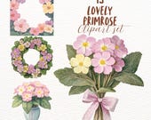 Primrose Digital Stickers, paper craft floral clipart spring goodnotes stickers, cute flower png Primrose digital journaling set transparent