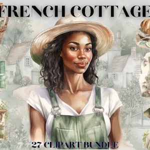 Aquarell Frenchcore Clipart Bundle, ländliches Landhaus, Landhaus, Natur, ländlich, ländlich
