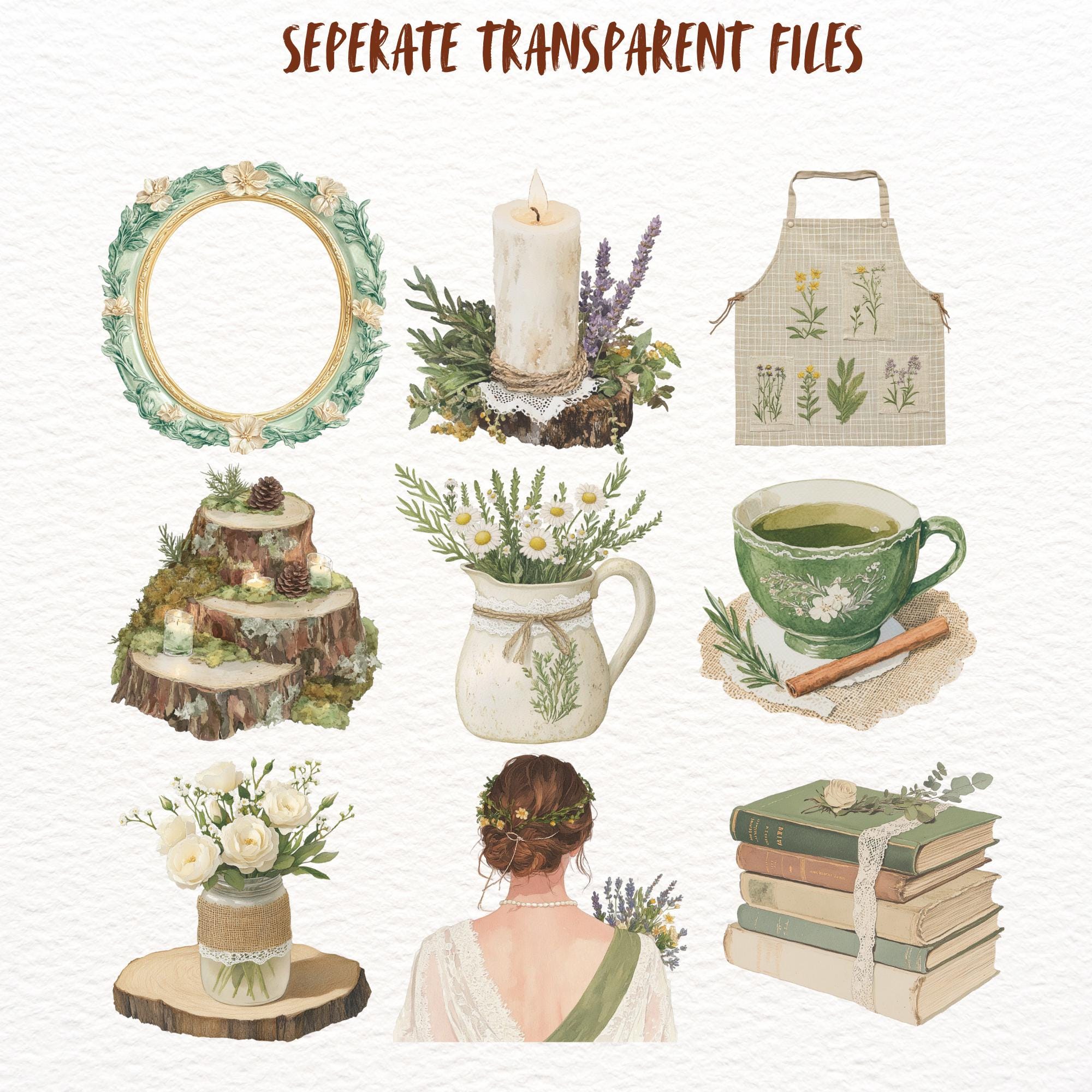 Rustic Shabby Chic Clipart Bundle Rustic Sticker Set Vintage Floral ...