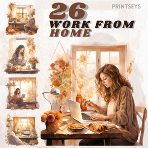 Acquerello autunno accogliente lavoro da casa clipart fascio, clipart caduta, decorazioni autunnali, candele, plaid, foglie autunnali, cottagecore, libri,