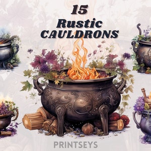 Paquete de imágenes prediseñadas de caldero de acuarela, imágenes prediseñadas mágicas, imágenes prediseñadas místicas, imágenes prediseñadas de brujería, imágenes prediseñadas paganas, imágenes prediseñadas paganas, imágenes prediseñadas místicas