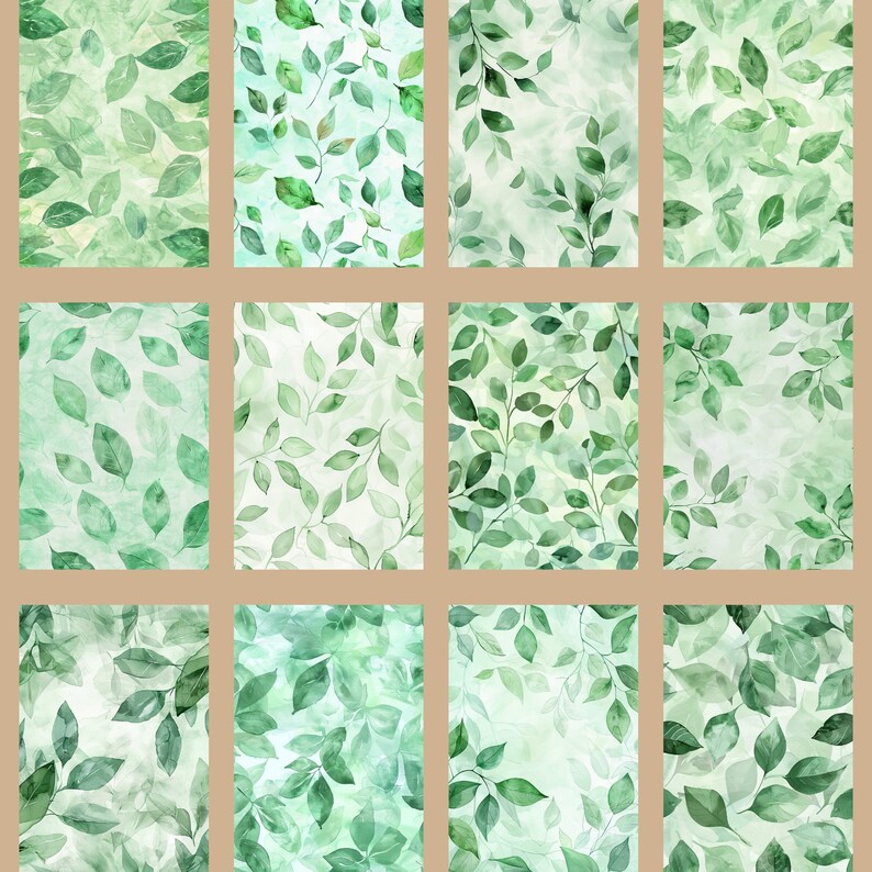 Mint Leaf Watercolor Digital Paper Background, Nature Background ...