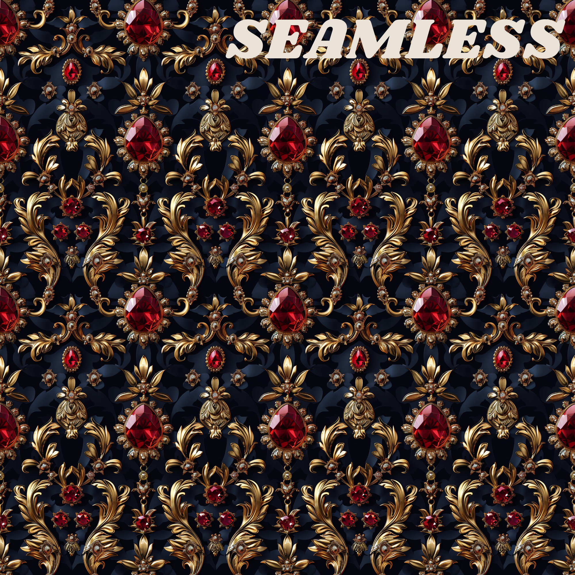 Baroque Gold Ruby Pattern Digital Paper,vintage Rococo Diamond Seamless ...
