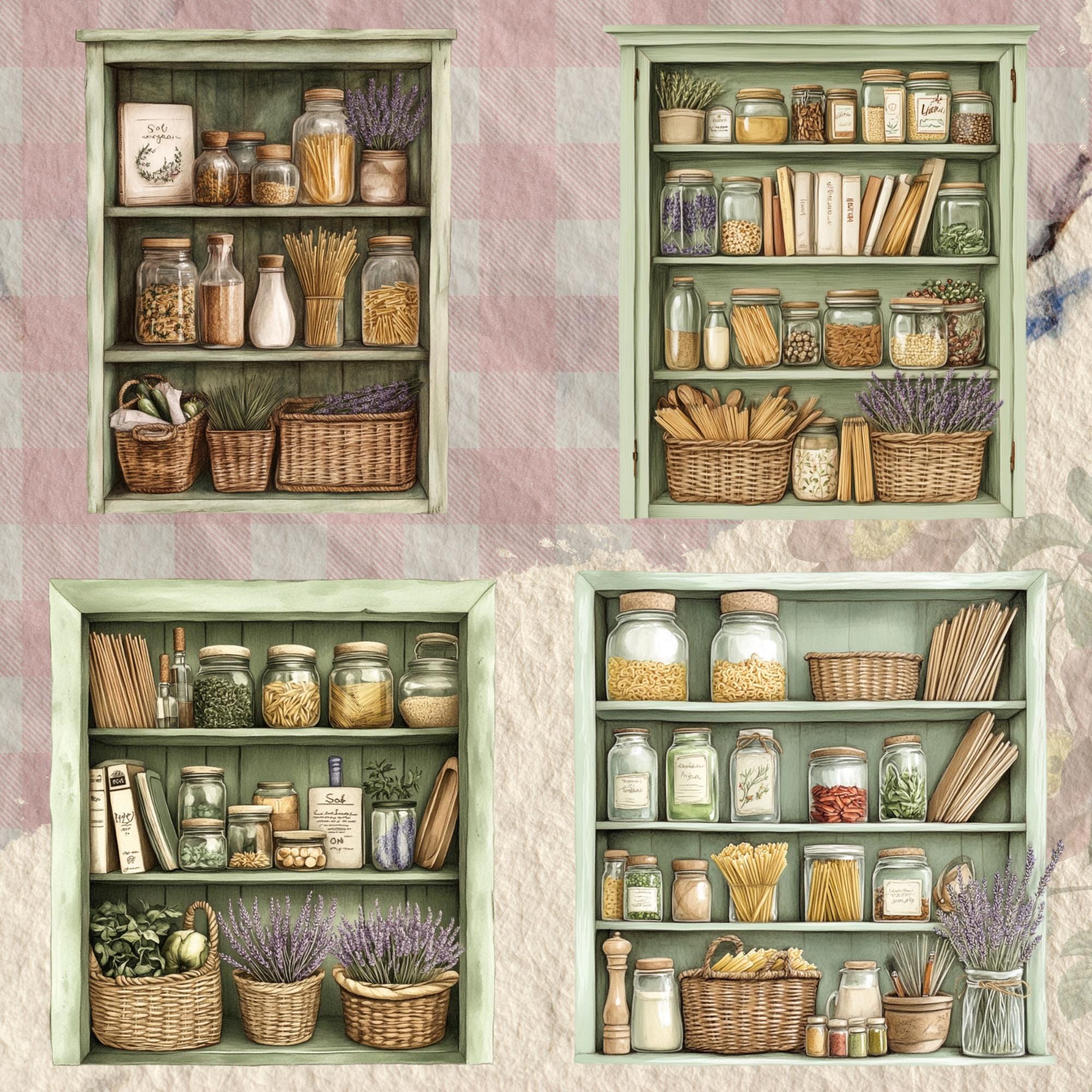 Watercolour Cozy Kitchen Cabinet Clipart Bundle, Fall Clipart, Winter ...