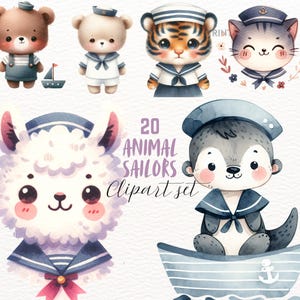süße Matrosen Clipart Set, süße Matrosen Aufkleber, kawaii png transparent, sofort Download, Kinderzimmer Kunst, Kinder Grafik