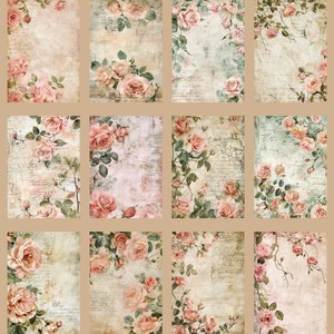 Rose Garden Digital Paper,watercolour Floral Vintage Background Paper ...
