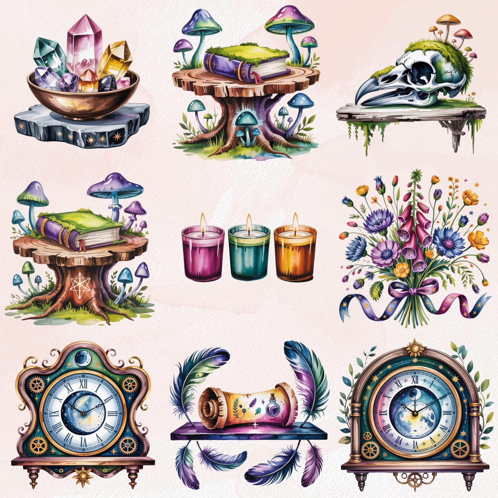 Practicals Stickers Practical Magic Clipart Bundle Sticker Set Wicca Nature Herbal Goodnote ...