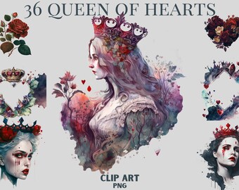 Amazing Queen of Hearts Clipart, mystical clipart, png, roses, frames, hearts, witchcraft clipart, dark valentines clipart