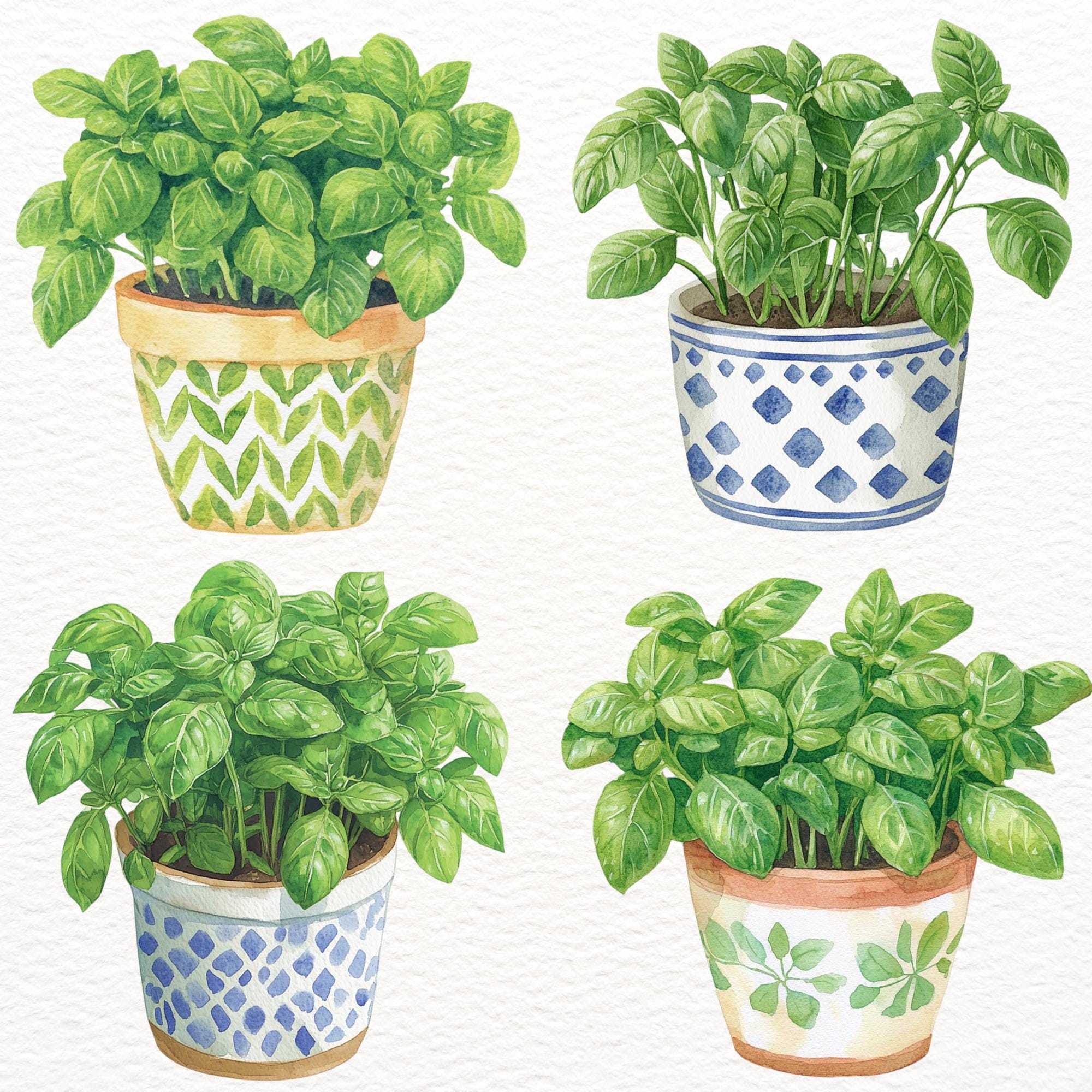 Basil Pot Clipart Set, Bookish PNG Stickers, Herb Grower Reader Set ...
