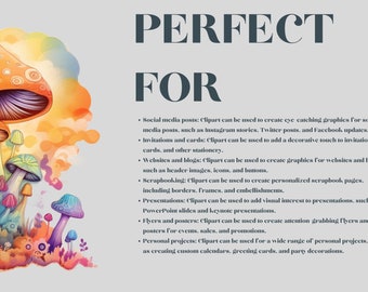 Watercolour Groovy Fun Mushroom Clipart Bundle , Occult