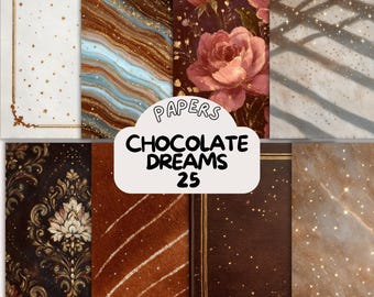 Schokolade Kristall Bücherwurm Journal Seite Aquarell Digital Papier Pack, Fantasy Scrapbooking Hintergrund Mystische druckbare Ephemera Set