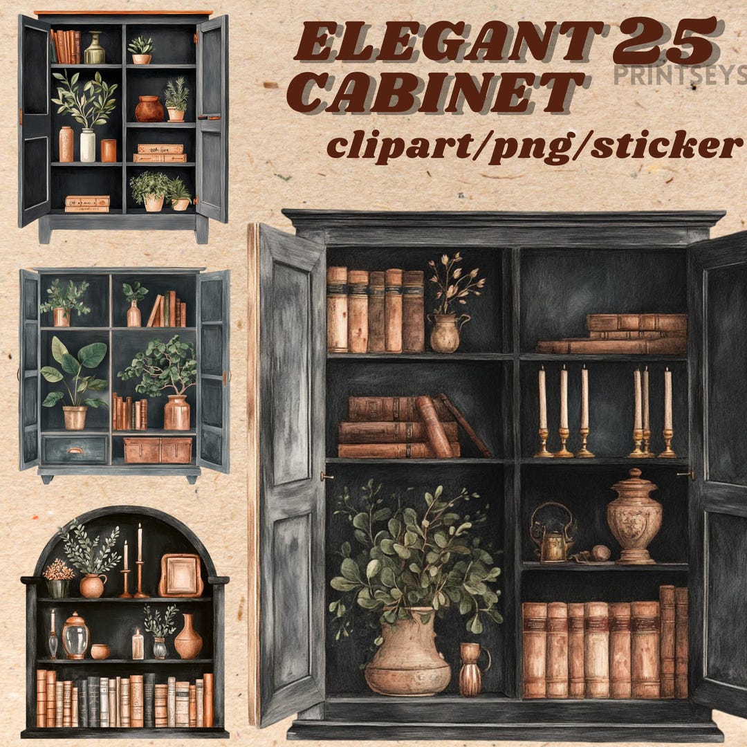 Watercolour Cozy Elegant Cabinet Clipart Bundle, Fall Clipart, Winter ...