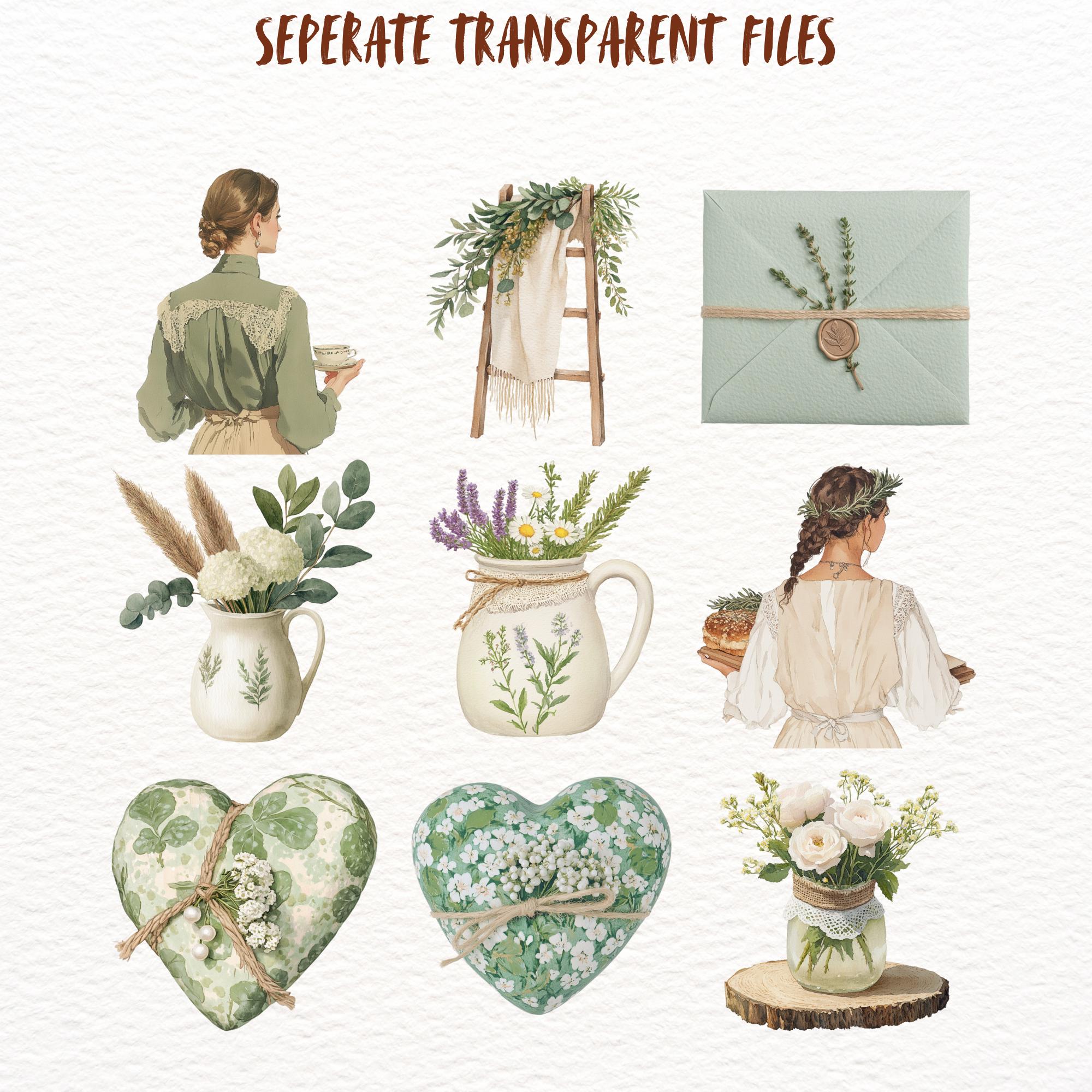 Rustic Shabby Chic Clipart Bundle Rustic Sticker Set Vintage Floral ...