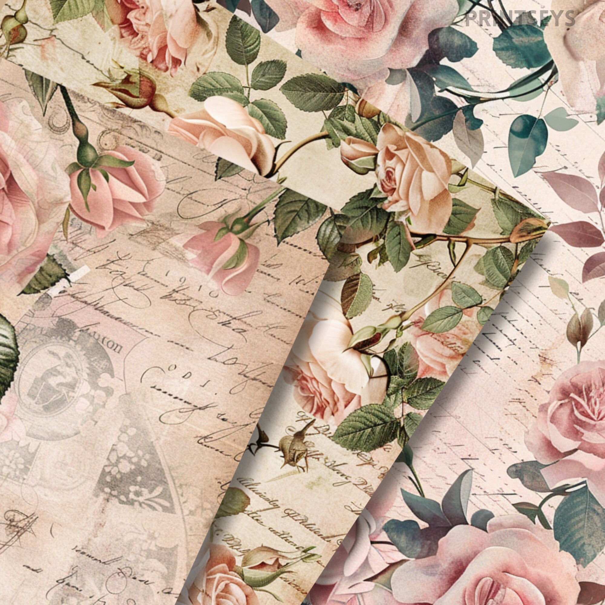 Rose Garden Digital Paper,watercolour Floral Vintage Background Paper ...