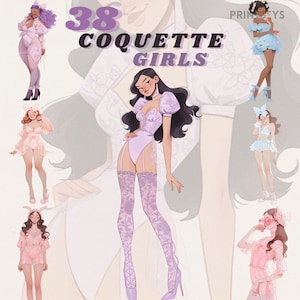 Sexy Coquette Girls Clipart Bundle, Spaß girly Mode png, Dessous png, Body Positivity, feminin, digitale Journal Aufkleber, Scrapbooking