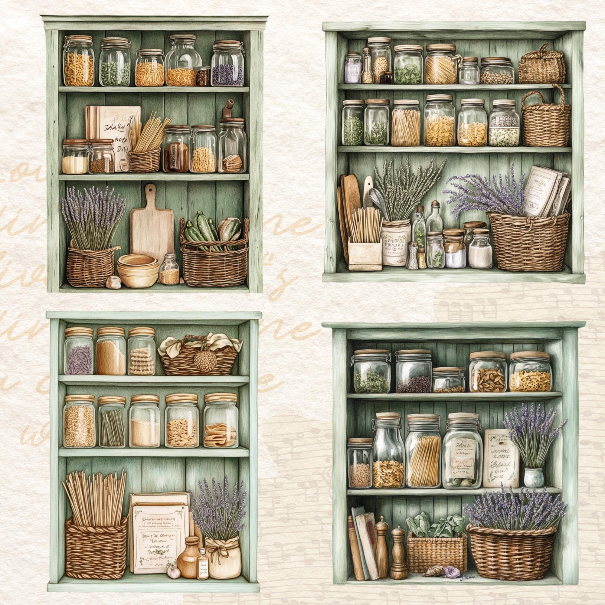 Watercolour Cozy Kitchen Cabinet Clipart Bundle, Fall Clipart, Winter ...