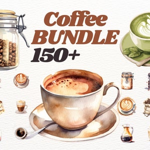 Beste koffietijd clipart bundel, koffieshop, americano, zwarte koffie, cappuccino, vintage koffie png scrapbooking, uitnodigingen