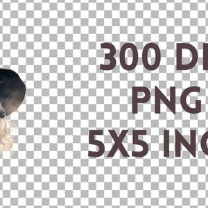 Puede incluir: Una ilustraci&oacute;n digital de una ni&ntilde;a joven con cabello largo, rizado y blanco que lleva un sombrero de bruja verde con hojas marrones. El fondo es un patr&oacute;n de tablero de ajedrez transparente. El texto "300 DPI PNG 5X5 INCH" est&aacute; en la esquina inferior derecha de la imagen.