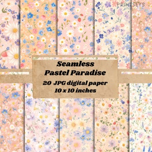 Carta digitale Dainty Pastel Daisies, sfondo acquerello morbido margherita estiva, texture scrapbooking, download istantaneo di carta floreale stravagante