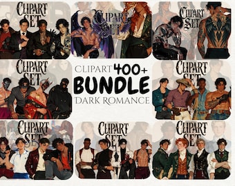 Book Boyfriend Clipart Bundle, Dark Romance Men PNG, Cowboy Assassin Fantasy Men Clipart, Romantasy Bookish Journal Stickers