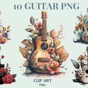 Aquarel gitaar clipart, gitaar png, muzikale clipart, klassieke gitaar, elektrische gitaar, rock clipart, muziek clipart, commerciële licentie