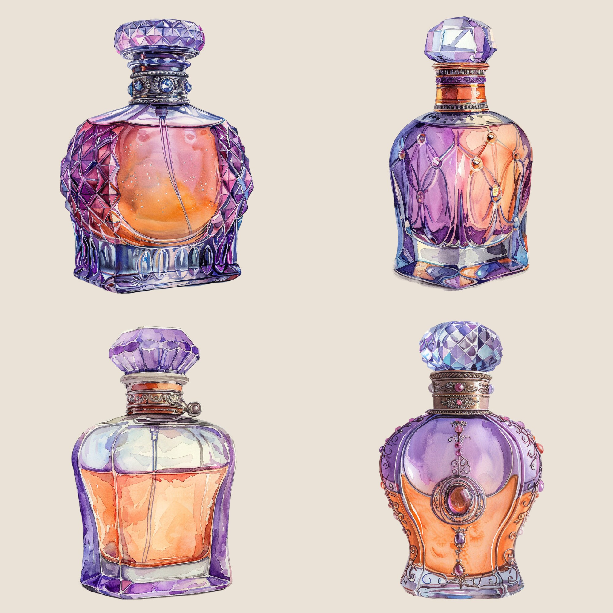 Pegatinas de perfume vintage de albaricoque y lavanda, imágenes prediseñadas  de maquillaje vintage, spray de perfume png, paquete de imágenes  prediseñadas de botella de perfume retro - Etsy México, image size:2000x2000
