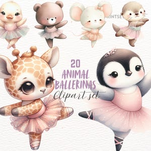 set di clipart di graziosi animali ballerini, adesivi di graziosi animali danzanti, png kawaii trasparenti, download immediato, arte per bambini, grafica per bambini