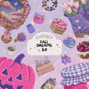 Gemütliche verträumte Herbst Clipart Herbst vintage Sticker Set Goodnote sticker transparent png journaling scrapbook Herbst Cottagecore png , fantasy