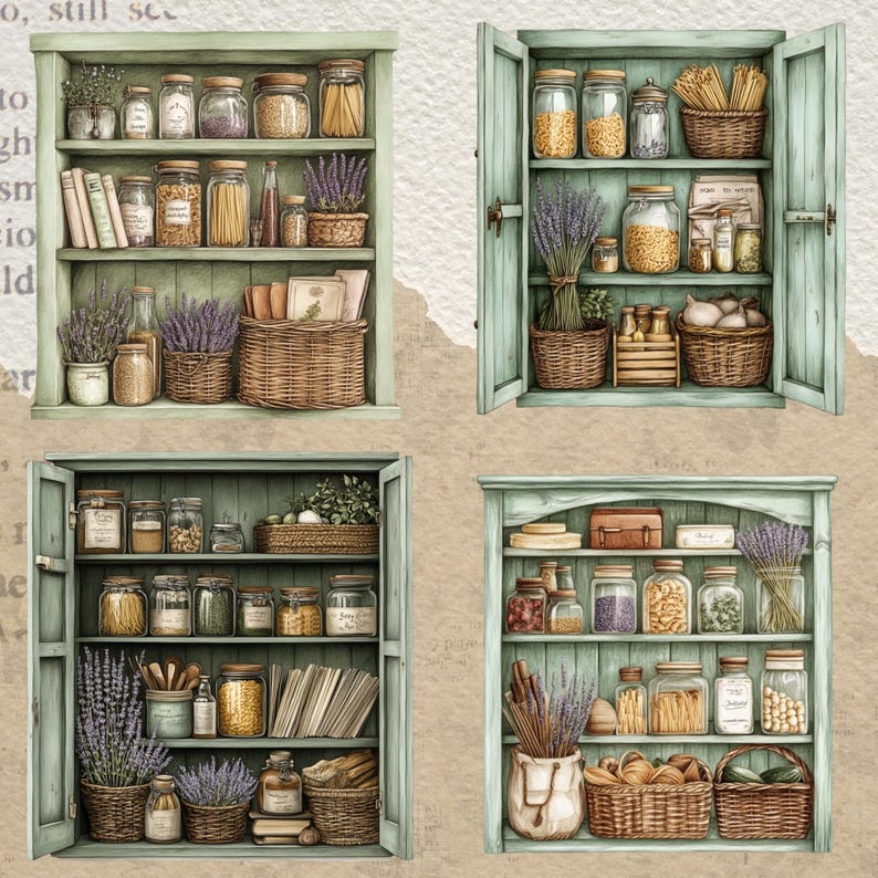 Watercolour Cozy Kitchen Cabinet Clipart Bundle, Fall Clipart, Winter ...