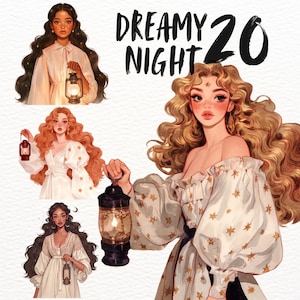 Vintage Fantasy Princess Digital Stickers, clipart céleste aquarelle, stickers goodnotes, ensemble de journalisation numérique redevance, transparent