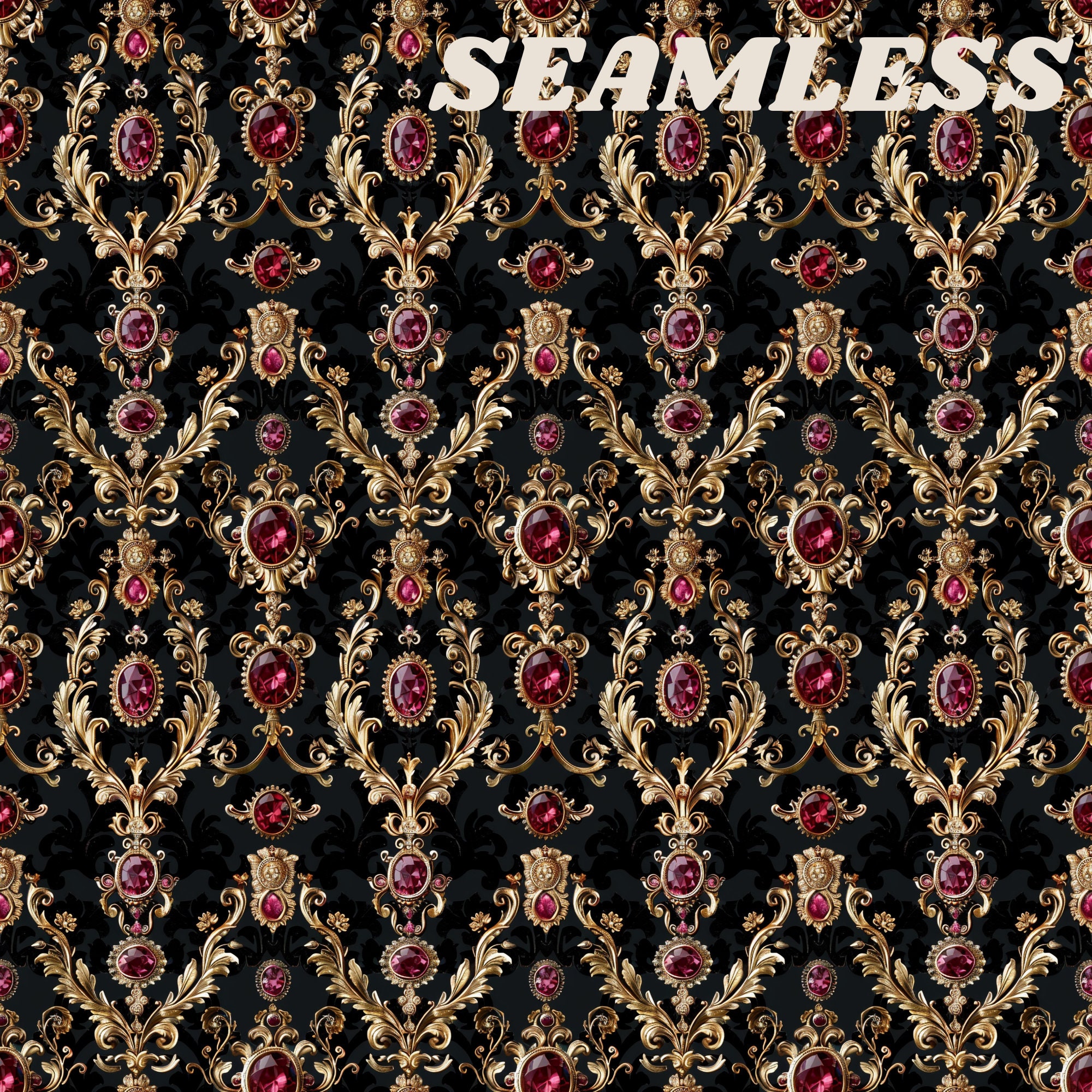 Baroque Gold Ruby Pattern Digital Paper,vintage Rococo Diamond Seamless ...