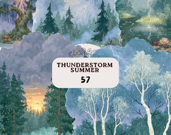 Summer Thunderstorm Reading Nook Clipart PNG, Cozy Watercolor Nature Landscapes, Goodnotes Stickers, Scrapbooking & Journal Art