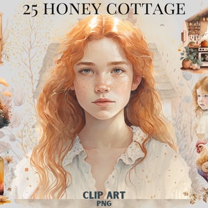Watercolour Honeycomb Cottagecore Clipart Bundle , Cottage living, farm life, countryside, chickens, rustic living, simple, purple, honey