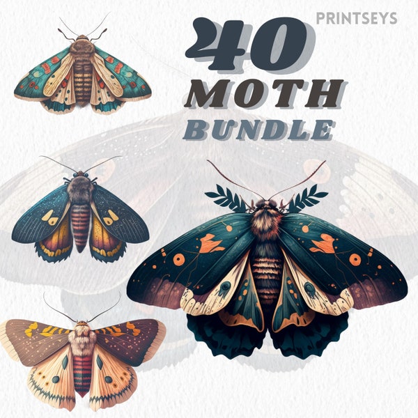 Watercolour Mystical Moth clipart bundle, Wiccan png, moth png, mystical clipart, witchcraft png clipart, pagan clipart, butterfly bundle