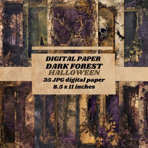 papier de scrapbooking Halloween vintage en détresse, papier numérique mystique de forêt gothique, numériques pll et mrr, arrière-plan numérique halloween