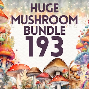Watercolour Huge Mushroom Clipart bundle, magical mushroom png, big clipart bundle, trippy mushrooms, magical mushrooms, occult clipart
