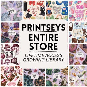 Digital Clipart Mega Bundle, All Store Access, Current and Future Listings, PNG Stickers, Digital Papers, Google Drive Library, Printseys