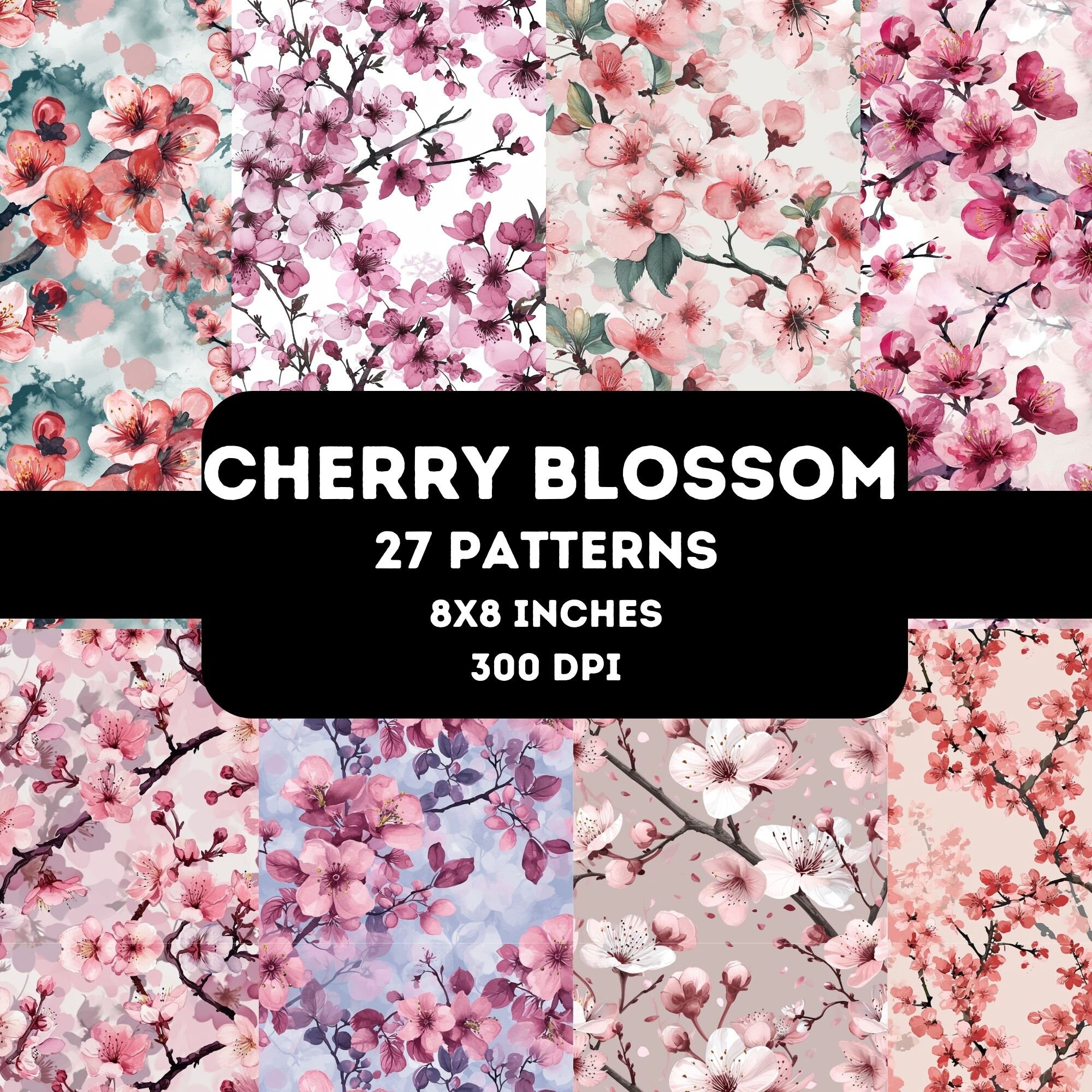 cherry blossom floral seamless digital paper, seamless floral pattern , spring flower background, scrapbooking paper, journaling
