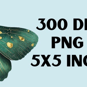 May include: A green and gold butterfly with black stripes on its body. The image is 300 DPI, PNG, and 5x5 inches.